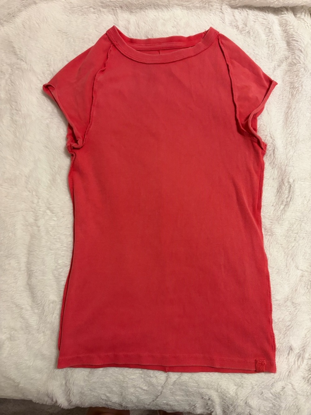 We The Free Coral Red Ribbed Tank Top